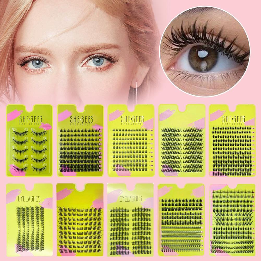 Eyelash Extension Volume Cat Eye - Натуральные кластерные накладные ресницы, мягкие тонкие